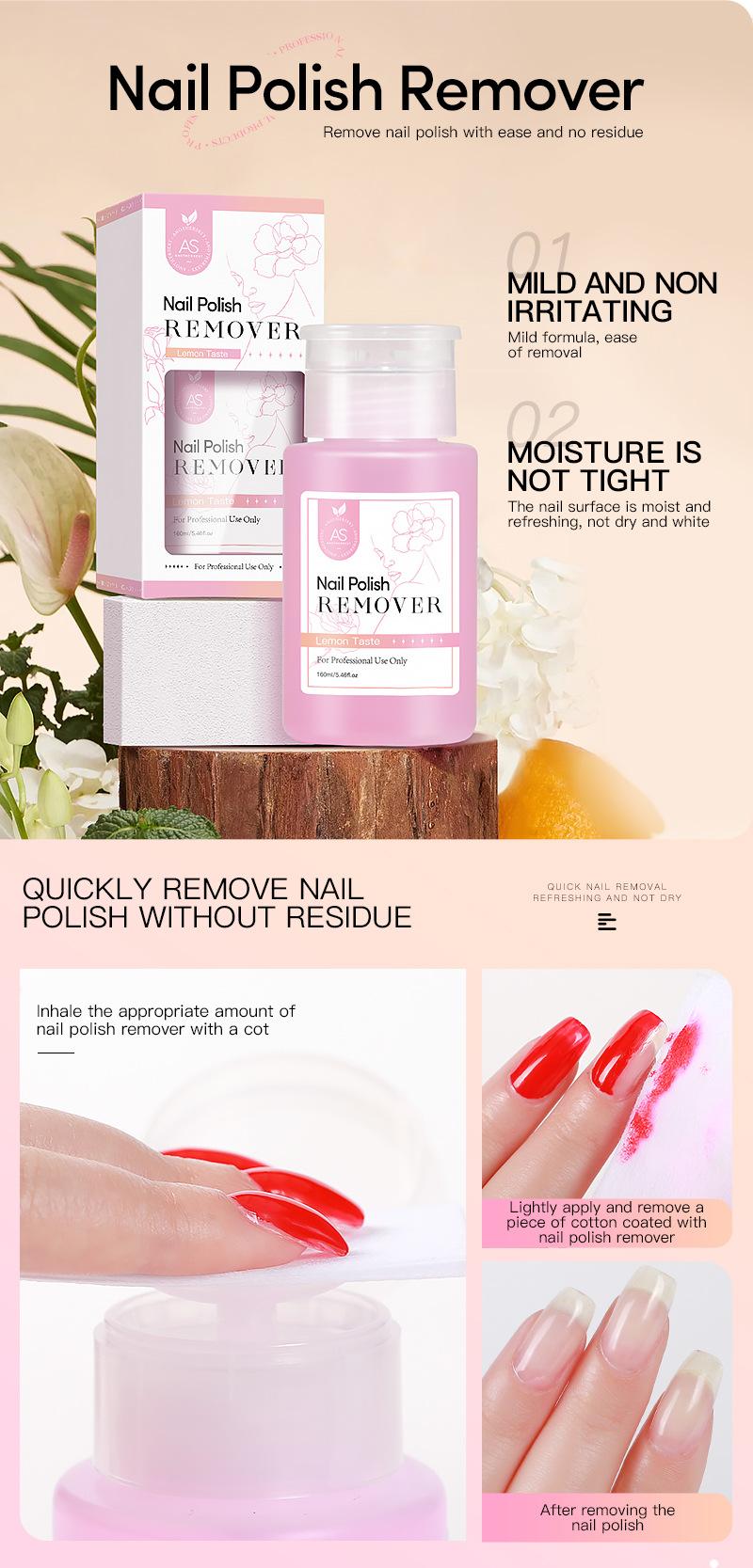 Product Introduction of AS New nail art push bottle cleaning water nail polish remover without hurting nails cleaning liquid dedicated 59