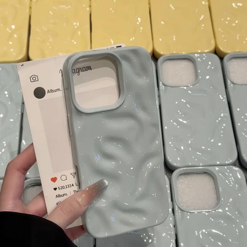 Ốp Điện Thoại Chống Sốc, Thiết Kế Xếp Ly Ba Chiều Đơn Giản, Màu Trơn Thích Hợp Cho iPhone 17, 16, 15, 14, 13, 12, 11Promax, XSMAX, XR, X, XS, 7P, 8P, 6, 7, 8, Họa Tiết Thiên Thạch, Chất Liệu Chống Sốc, TX