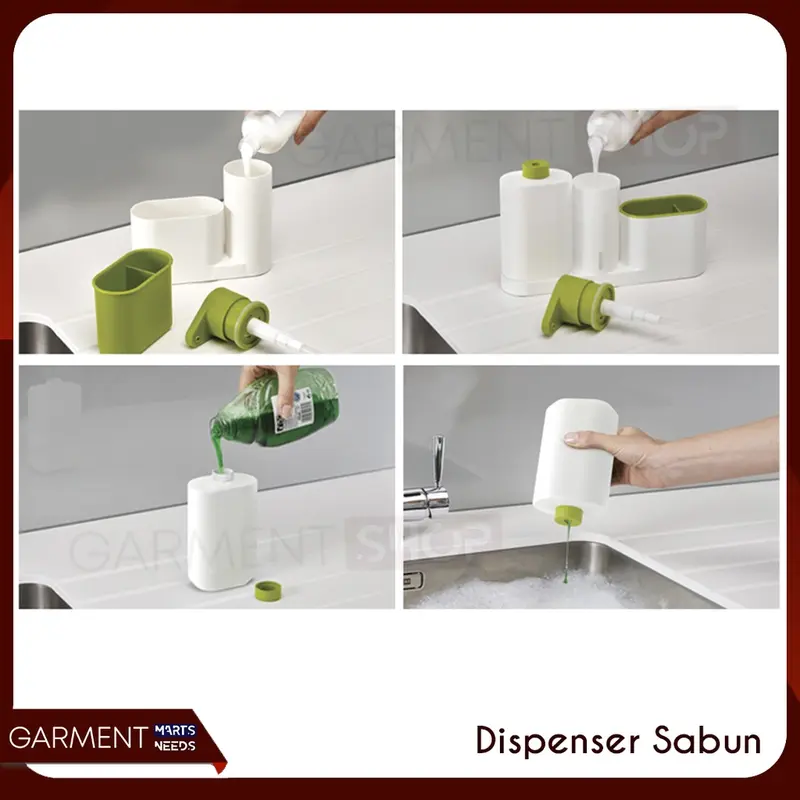 BUSET - Dispenser Sabun Cuci Piring Soap Pump Sponge Set 3 in 1 Praktis 4