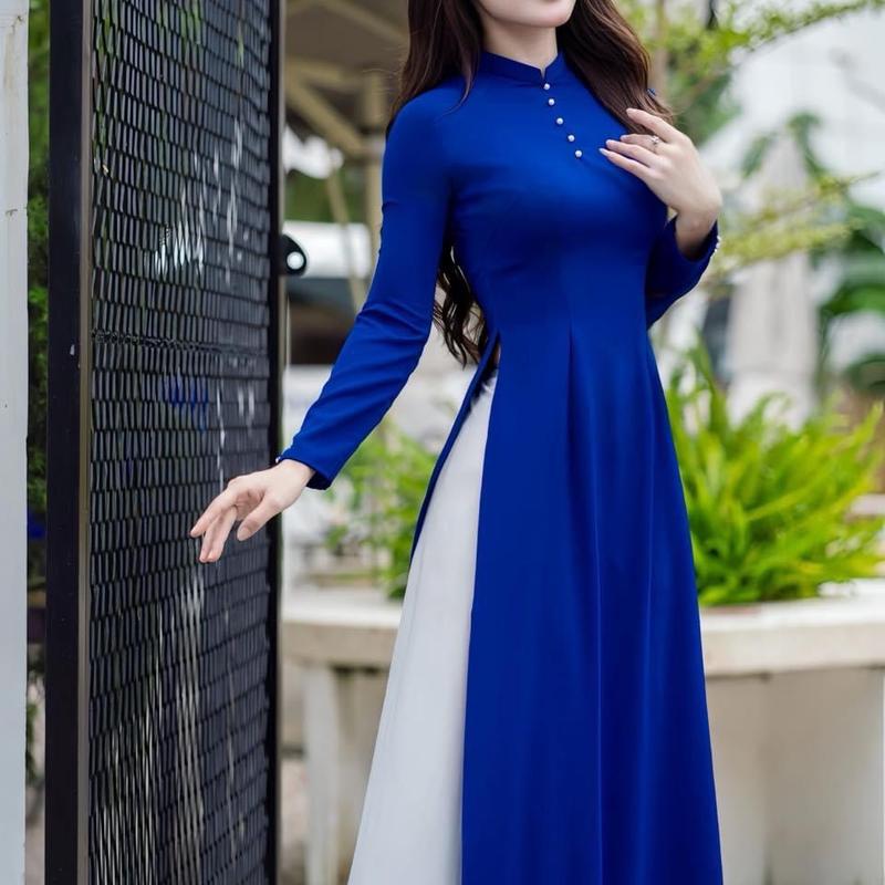 Áo Dài Truyền Thống Lụa Mỹ Chất Liệu Mềm , Không Nhăn Không Xù 1