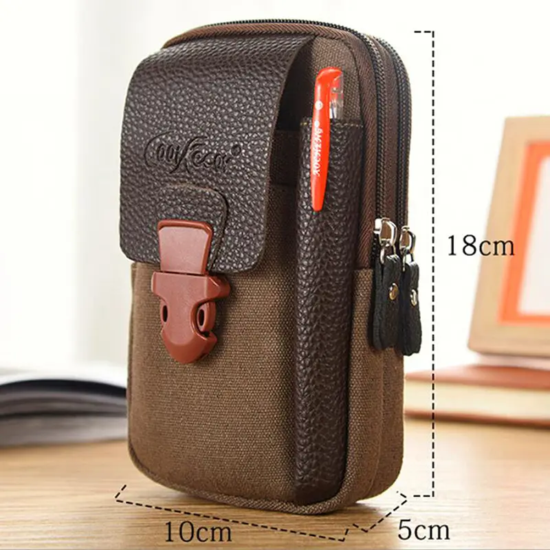 Male Casual Zipper Bag Men Waist Bags Small Solid Color Card Holder Phone Packs Belt Fanny Purse