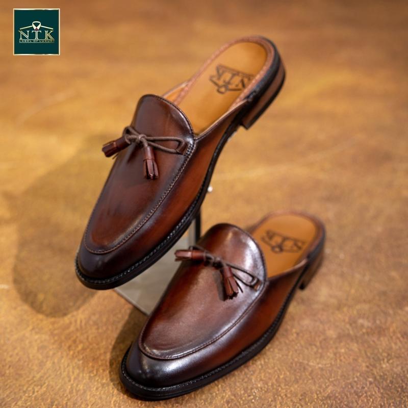Sục nam chuông màu nâu coffee chất liệu da bò nhập khẩu bảo hành 24 tháng đế gỗ phíp cao cấp Cao Su Đồng