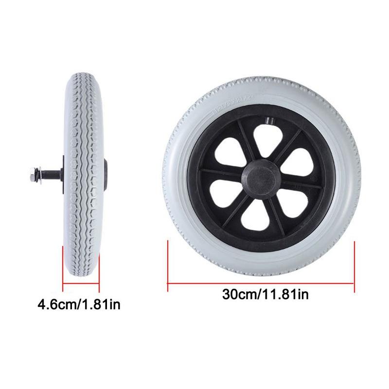 Flexible 12Inch Shopping Cart Wheels Wear-resistant Anti Slip Travelling Trolley Caster Replacement Wheelchair Rear-wheel Castor Wheelchair Accessories 2