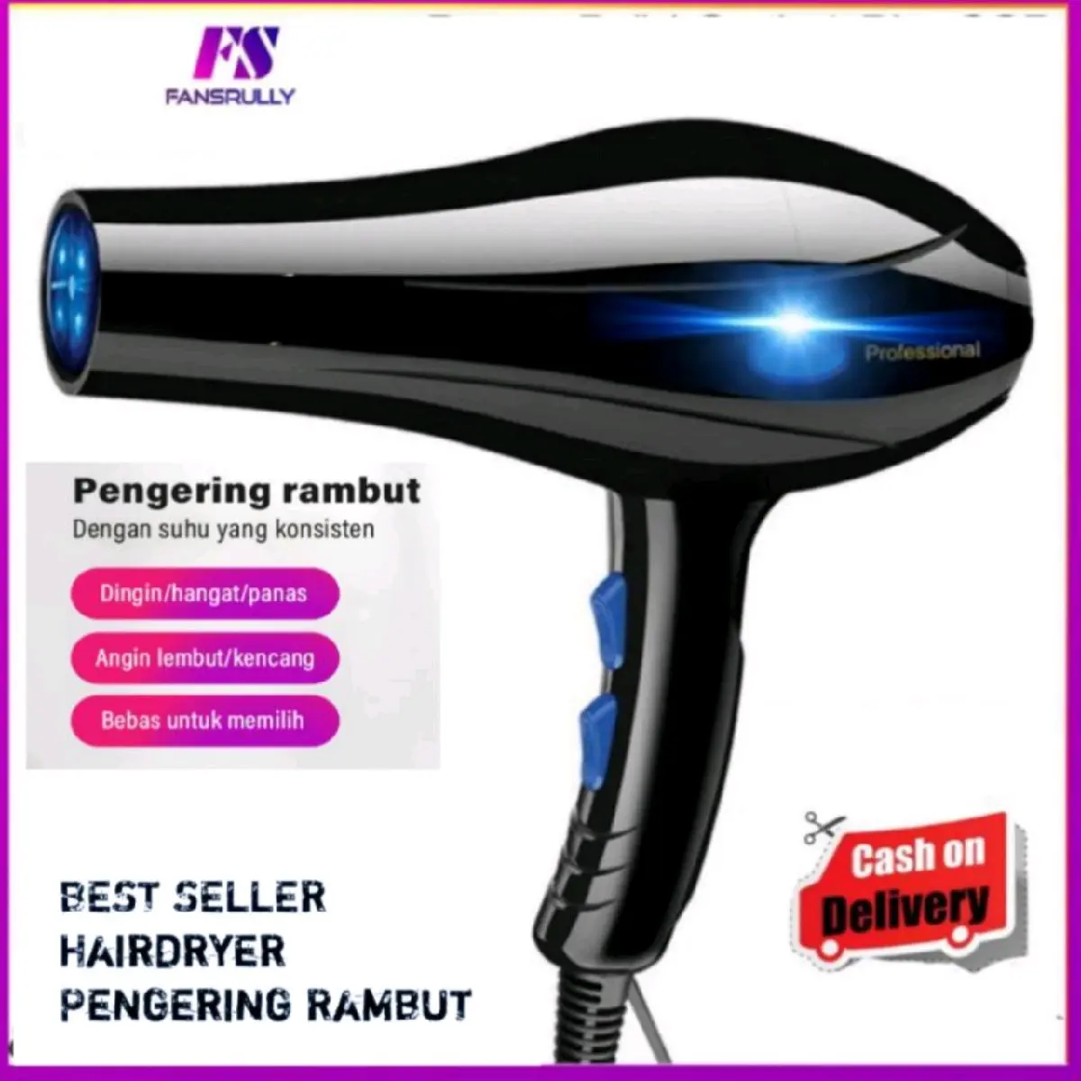 Hair Dryer Profesional Pengering Rambut Anion Bruray 800w Hairdryer Termurah Daya Tinggi herdrayer kucing Mesin hairdrayer
