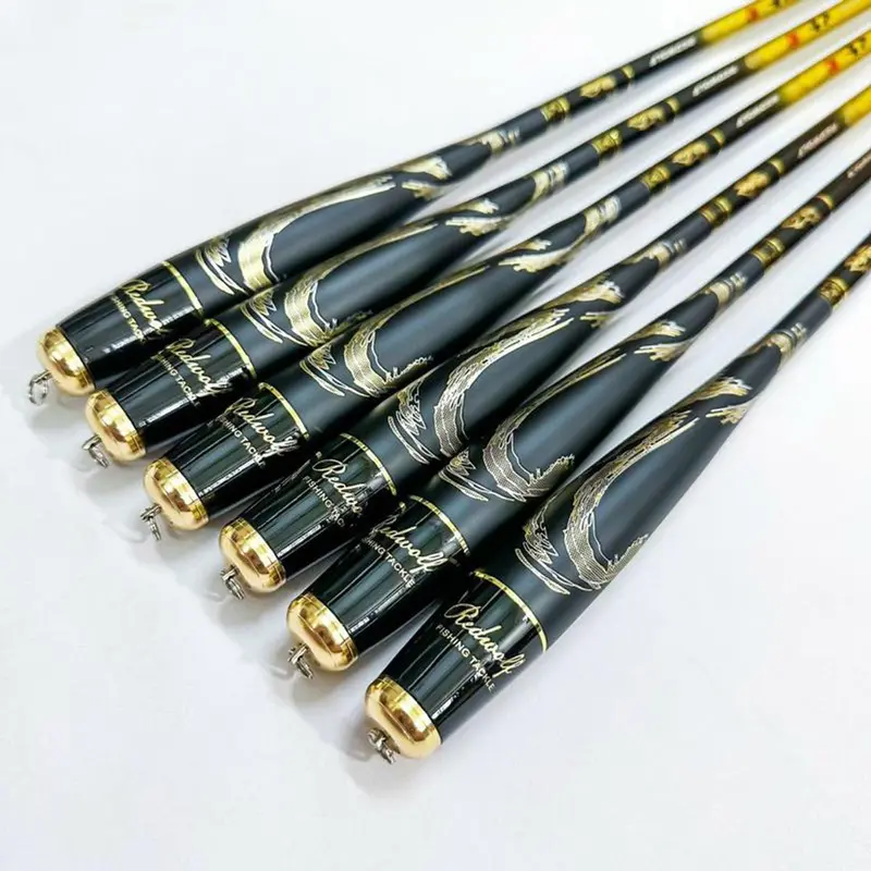 Cần câu tay sói vàng 4H 28i kèm túi vải ngọn trục phao luoi Đi Câu Bắt Cá Fishing Câu Cá Carbon 7