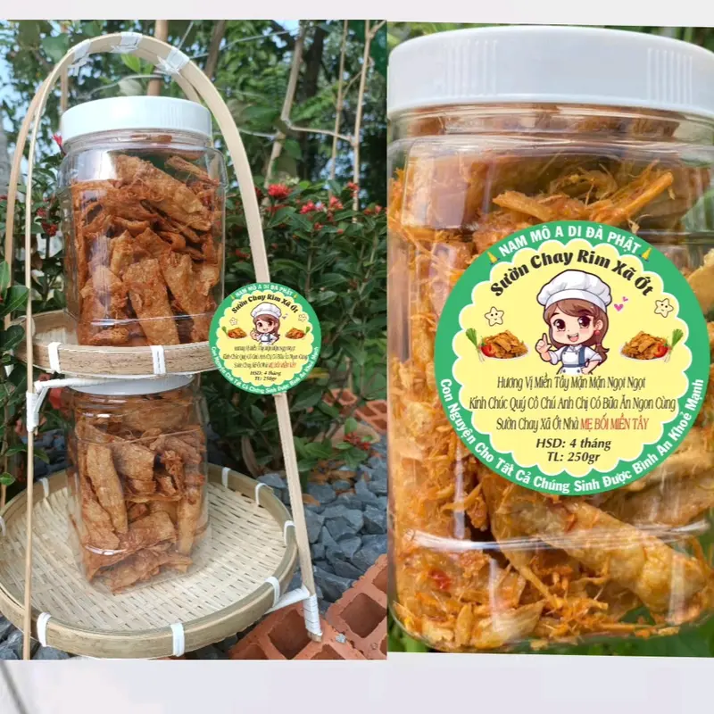 1.hộp sườn NON CHAY SẤY XÃ ỚT đậm đà hương vị Miền Tây mặn mặn ngọt ngọt ( 250g/1hũ) 4