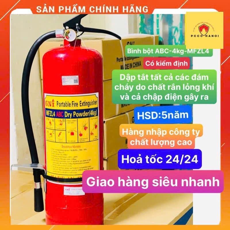 BÌNH chữa cháy BỘT ABC 4kg <Có KIỂM ĐỊNH-CHẤT LƯỢNG TỐT> DÙNG CHO GIA ĐÌNH CƠ QUAN NHÀ XƯỞNG