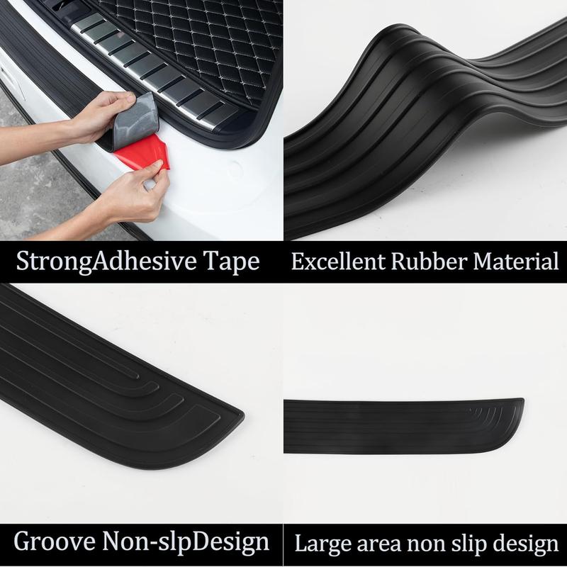 SINGARO Car Rear Bumper Protector, 41inch x3.5inch Car/SUV Universal Rubber Anti-Scratch Trunk Exterior Accessories（Black） 2