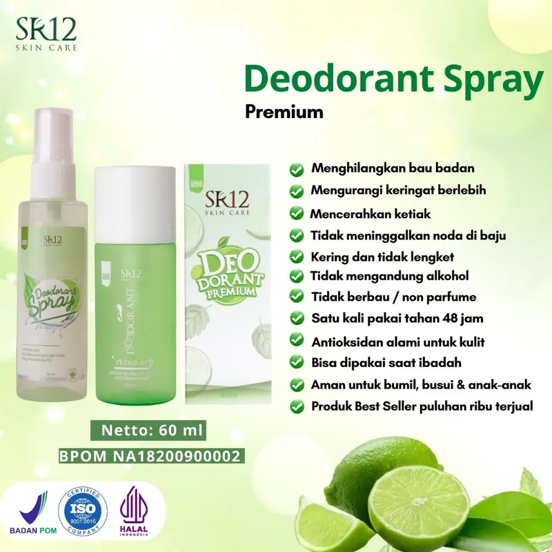 Deodorant Spray SR12 Herbal Ampuh atasi Bau Badan Keringat Berlebih Mencerahkan Ketiak BPOM 60 ml 4