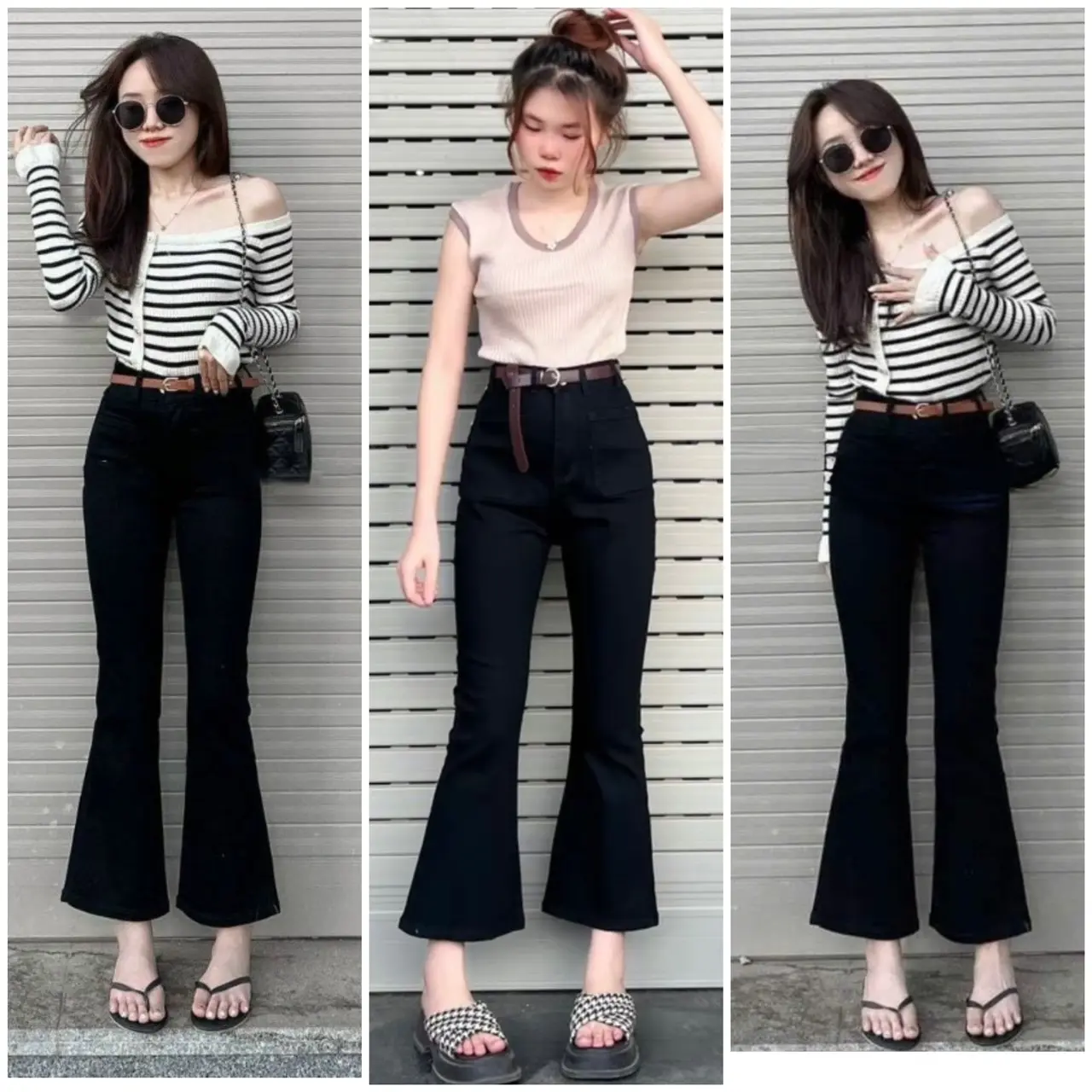 Quần Jeans Giấy Nữ Ống Loe Lai Gấu Form 9 tấc - Mẫu mới - Loe nhẹ dáng lỡ mã 599
