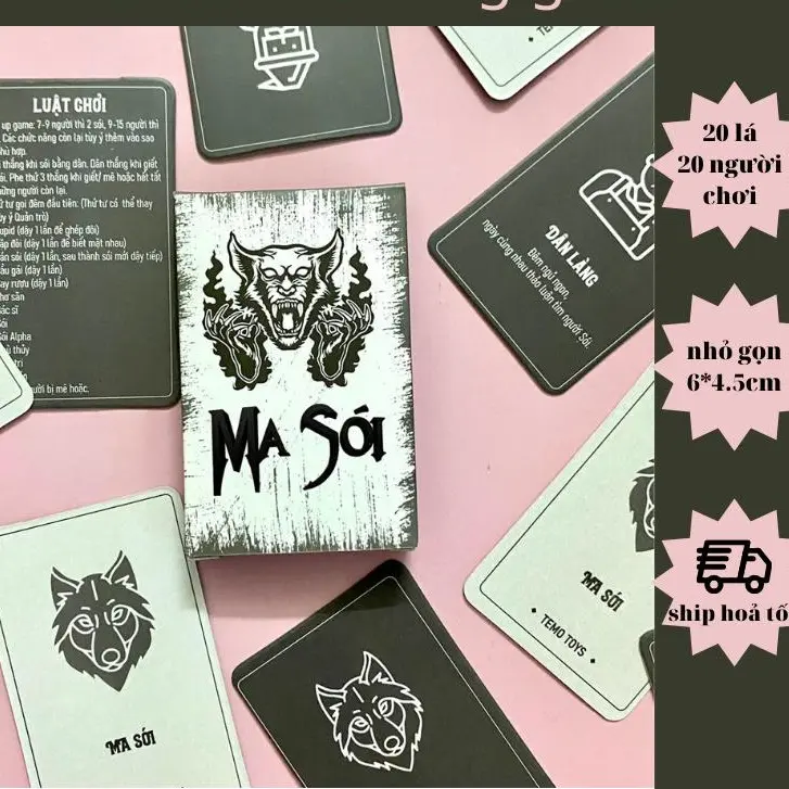 Bộ bài ma sói mini trò chơi boardgame cho nhóm bạn giải trí Thẻ Bài Cards