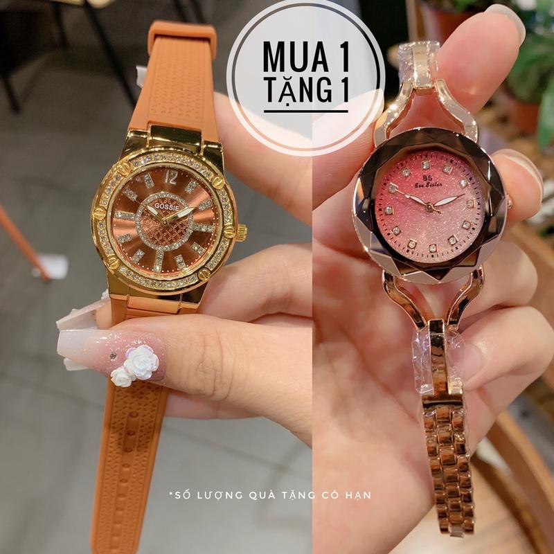 COMBO MUA 1 TẶNG 1 ÁP DỤNG TỪ 23 12 2023- 20 06 2024 Mua 1 Đồng Hồ Gossie Cam Đất Tặng 1 Đồng Hồ BS Hoa Anh Đào Women Nữ Đeo Tay Watch