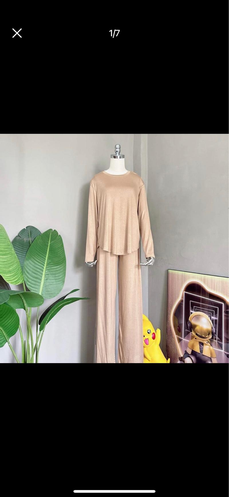 Product Introduction of Bộ Vạt Bầu Tay Dài Quần Ống Rộng 45-75kg Nữ Women - Chất Liệu Thun Cotton Chính Phẩm 100% mịn mát - Top Ong Áo Jacket Voi 7