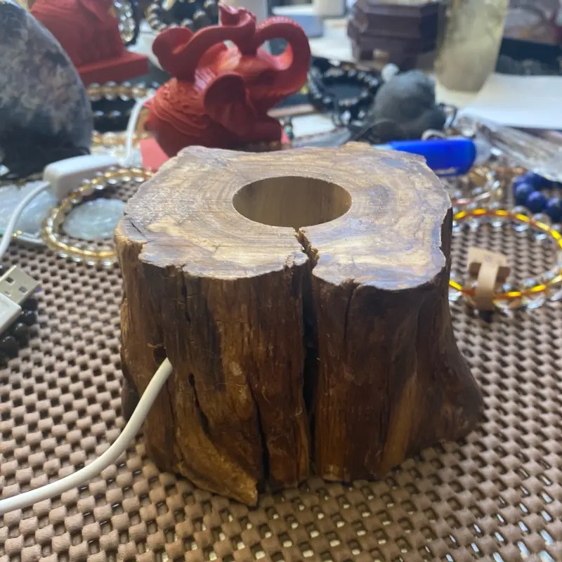 Stand Lampu kayu estetik kristal harian warna warni 2