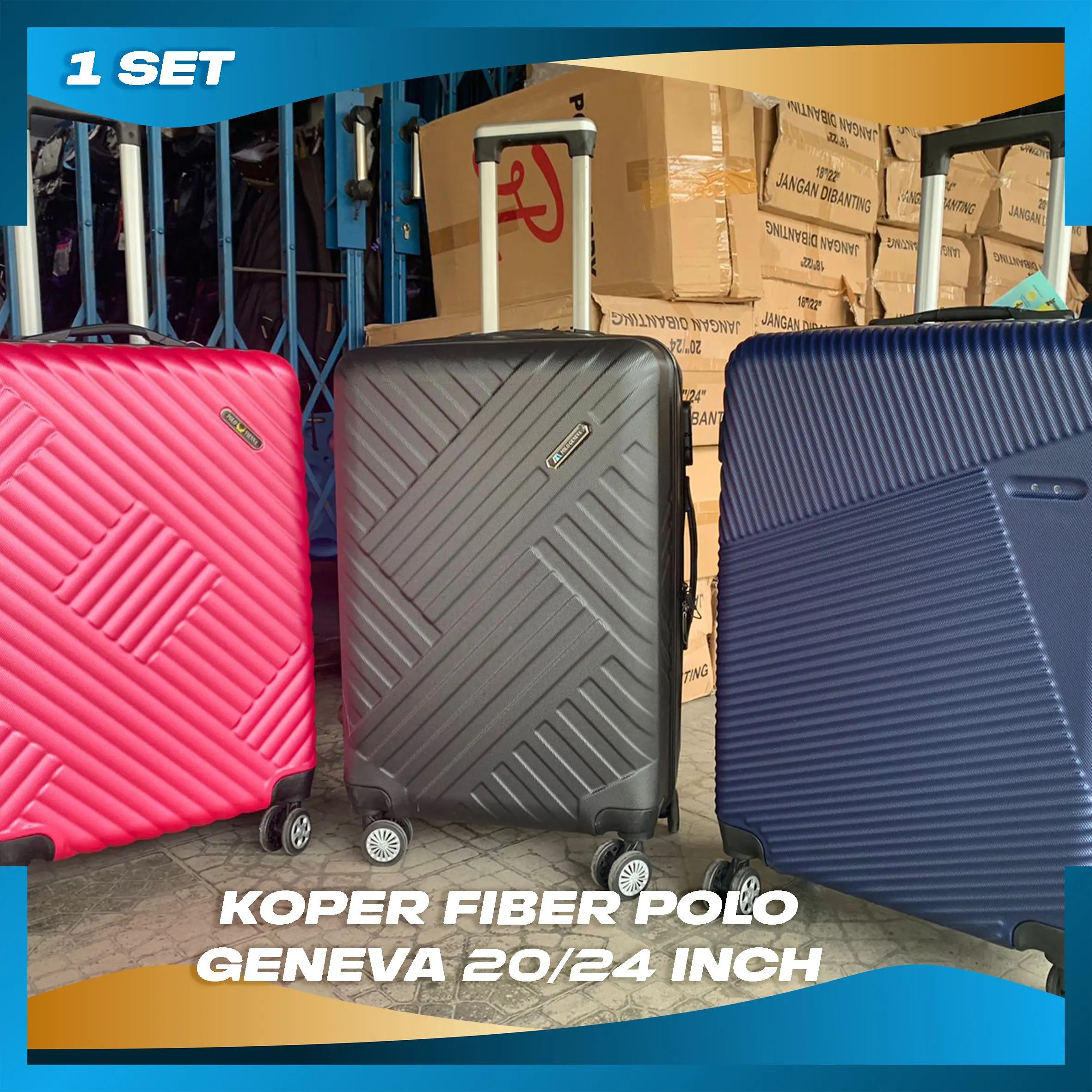 Koper Fiber Set 20+24 inch Polo Geneva/Viena  90010 kabin koper polo murah