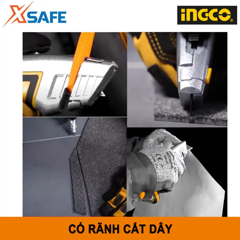 Dao rọc cáp cao cấp đa năng Ingco dao rọc giấy Lưỡi SK5 61x19mm, Kèm 6 lưỡi dao, tay bọc cao su chống trơn 4
