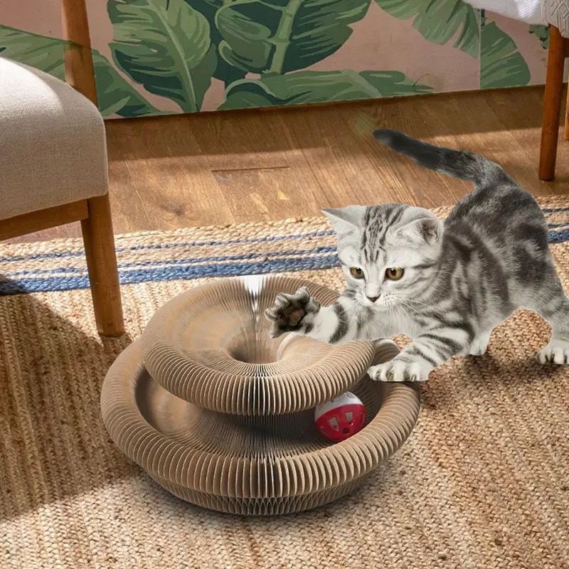 Magic Cat Scratching Board Toy with Random Color Ball, 1 Set Reversible Infinity Magic Organ Cat Toy, Durable Cat Scratcher, Pet Supplies, Cat Toys 7