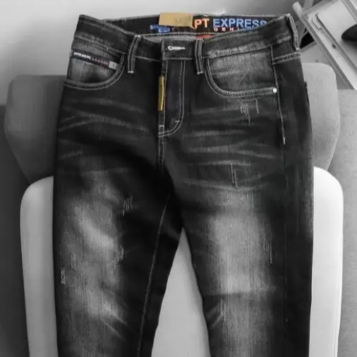 (JD 19-12) Quần Jean Nam Cao Cấp Màu Đen Xám Wash Bạc Phối Kiểu Sướt Nhẹ Màu Thời Trang Jean Co Dãn 4 Chiều Menswear Có Túi Pants 1