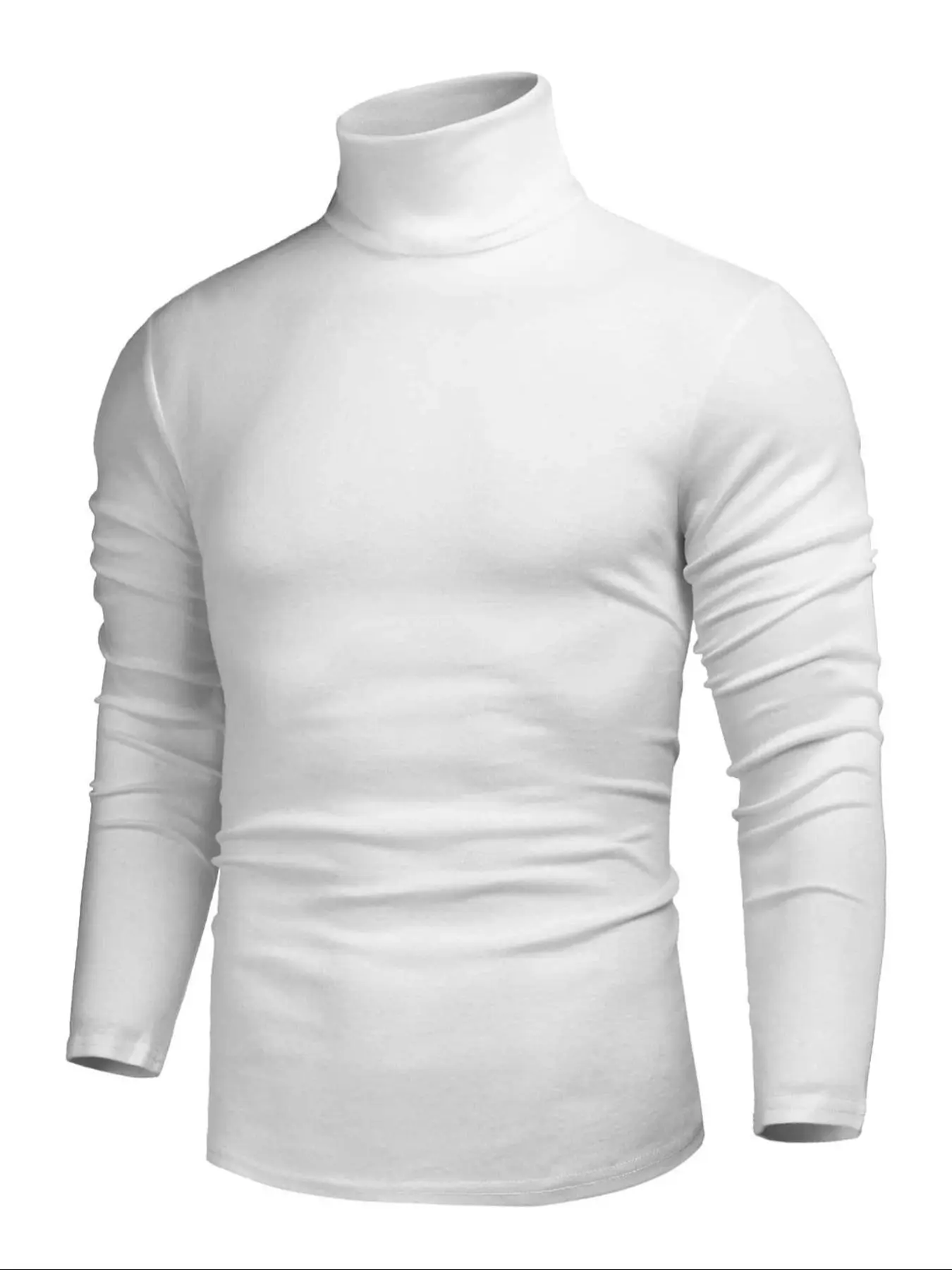 Men's High-Neck Long Sleeve T-Shirt, All Seasons Versatile Casual Fashionable Slim Top, Cold Weather Gear
