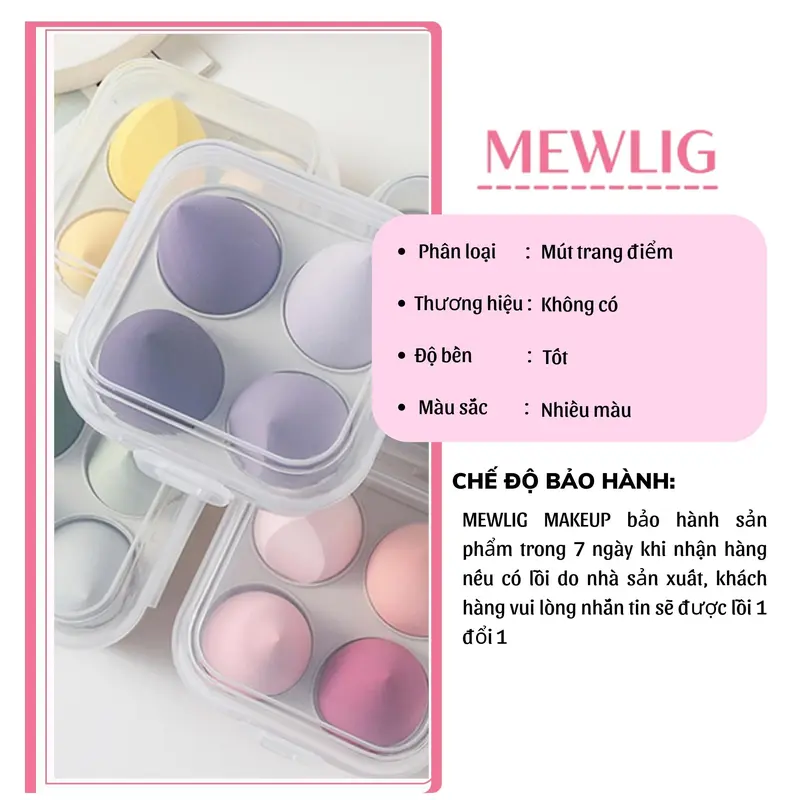 Mút trang điểm 4 chiếc đựng hộp mix màu 1