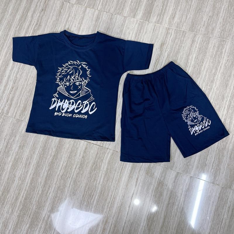 Đồ bộ trẻ em màu xanh navy dành cho bé trai 18-55kg chất liệu cotton mịn mát 3