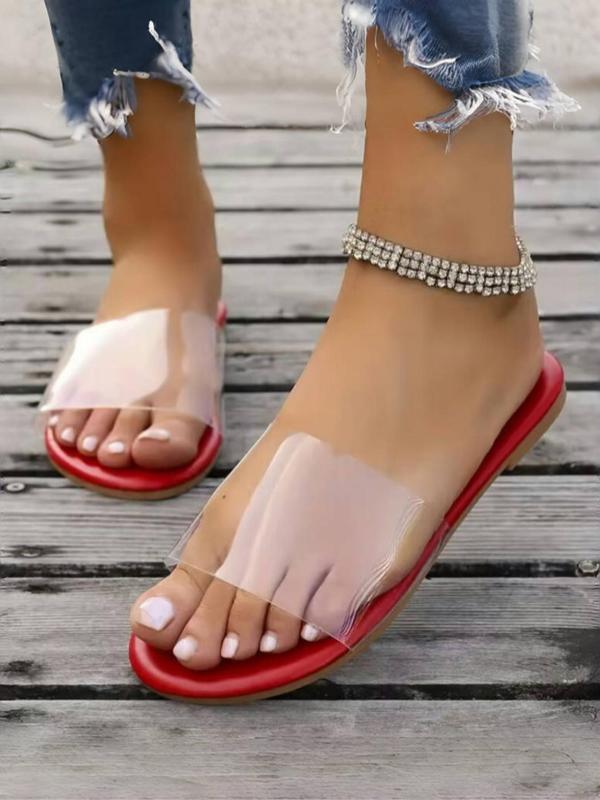 Women's Simple Plain Transparent Band Slip on Slide Sandals, Casual Comfortable Non-slip Sandals for Summer, Lightweight Breathable Shoes for Daily Wear 5