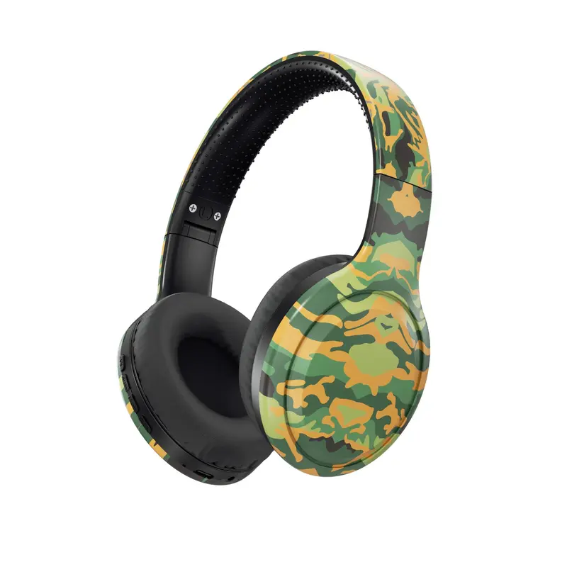 Camouflage Pattern Wireless Headphone, Over-ear Design Bluetooth-compatible Headset, Noise Cancelling Heavy Bass Headphone for Gaming, Sports, Office 0