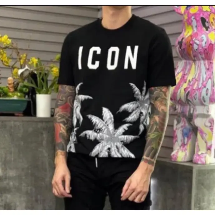 Áo Thun DSQ Icon Cây Dừa 2 Màu Đen Trắng Hottrend