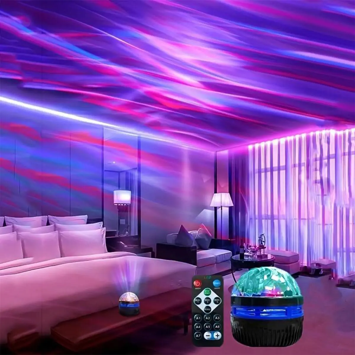 Lampu Malam LED USB, Lampu Projektor Starry Sky, Aurora, DC 5V RGB, Alat Kawalan Jauh, Pencahayaan Berputar, Untuk Hiasan Rumah dan Parti, Bilik