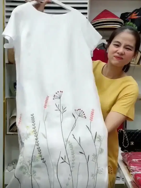 Váy Nữ, Váy Suông, Đầm Trung Niên, Váy Đũi, set váy xám , Mã QM7 2