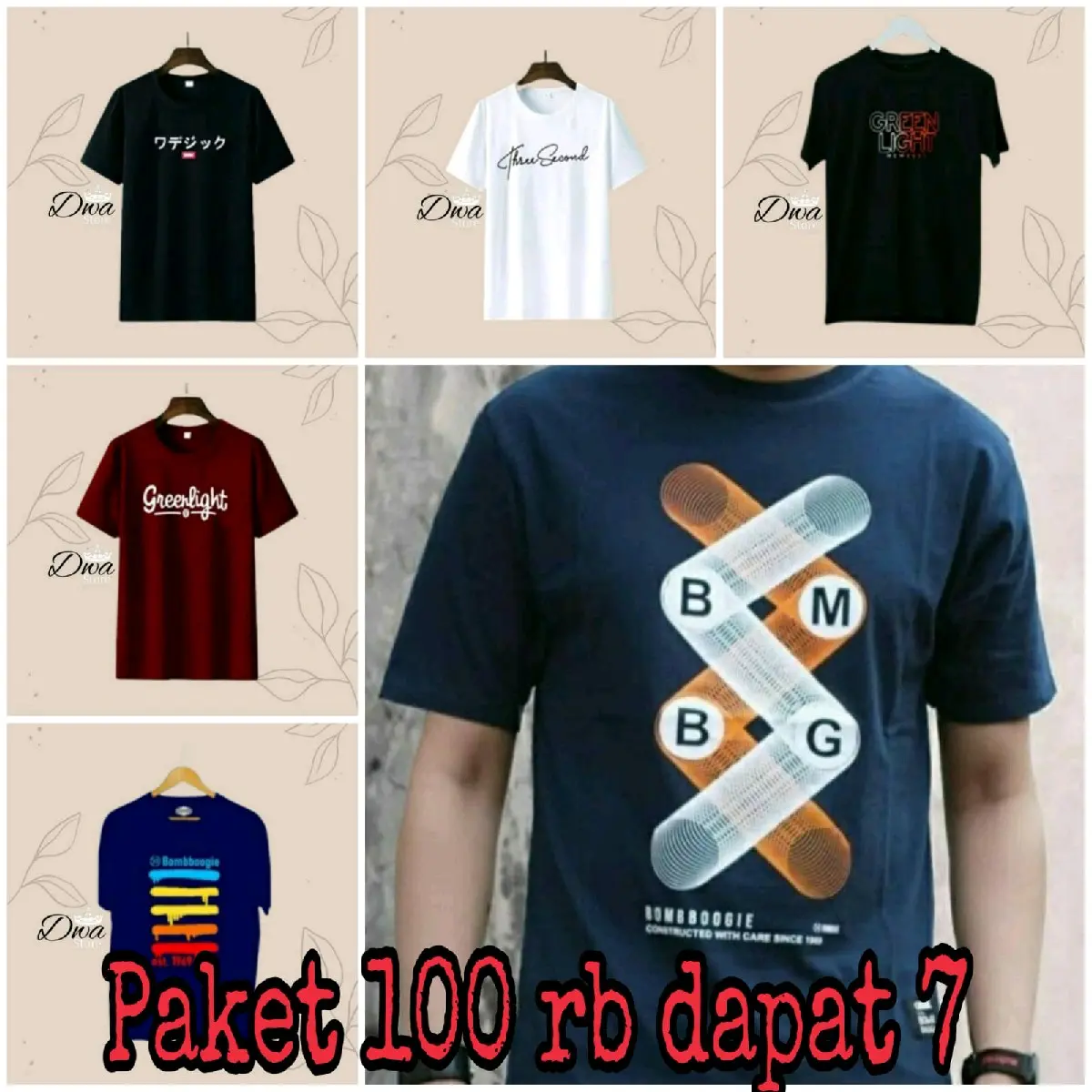 T SHIRT Distro keren 100 rb dapat 7