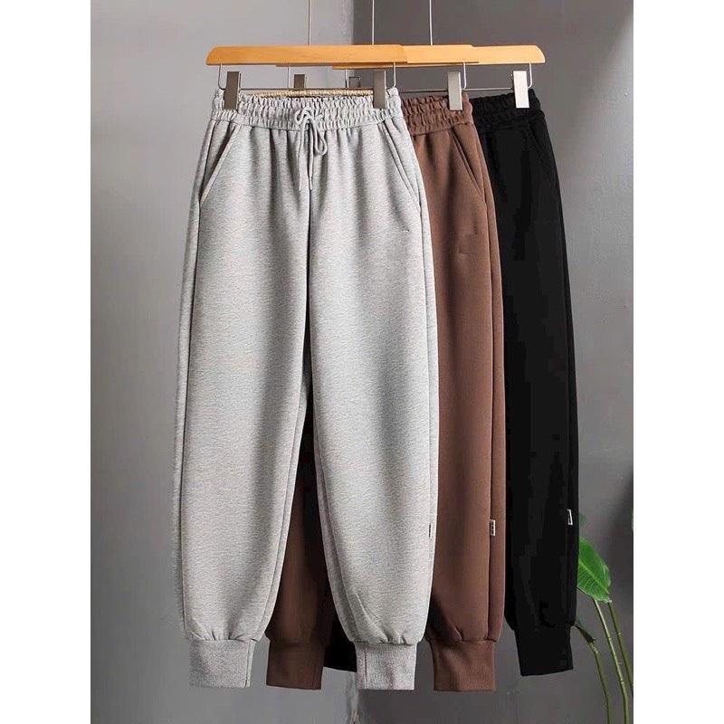 (LÓT LÔNG XỊN) Quần Nỉ Lót Lông Dày Ấm Mặc Mùa Đông Nữ Nhung Nâu Voi Women Pants