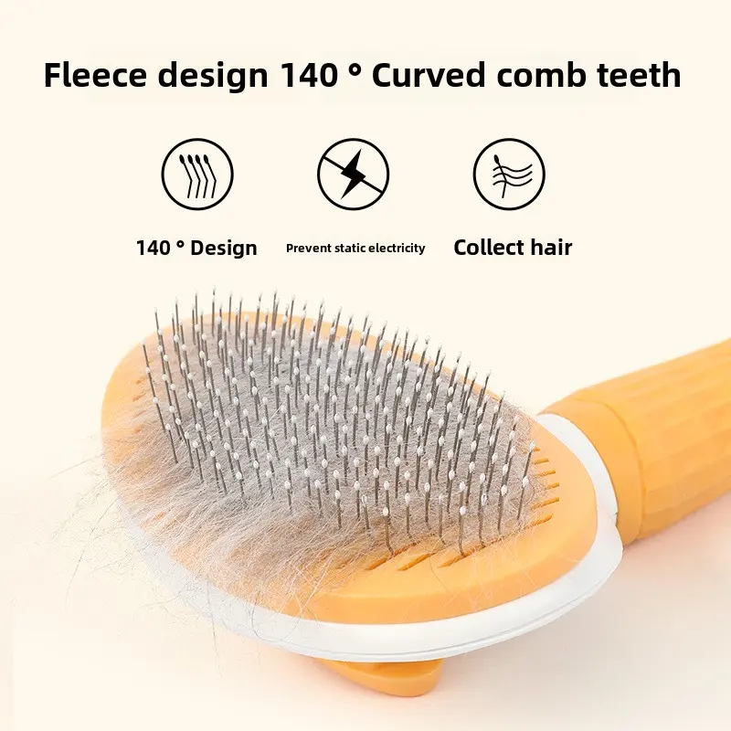 Lược Chải Lông Cho Thú Cưng, Thép Không Gỉ, Lược Kim Mịn, Dành Cho Mèo, Một Nhấn Lượt Lên, Bàn Chải Thú Cưng, Đặc Biệt Cho Mèo luoc  chailong lược  furminator lược  chải 2