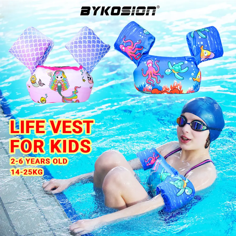 BYKOSION Life Vest for Kids Life Jacket Floaters for Baby Arm  Swimming Training Armbands Swimsuit Buoyancy Vest Floaters for Kids