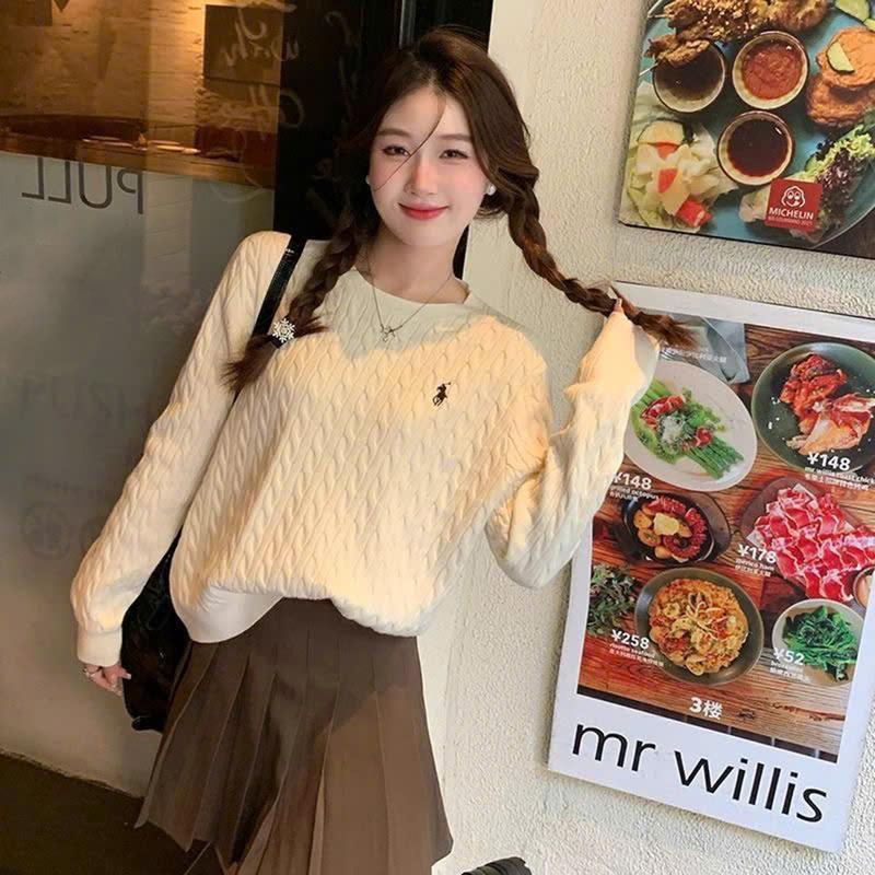 Áo Len Nữ Dài Tay Thêu Ngựa Phom Đẹp Dưới 63kg Hàng QC Minxu Shop CK28