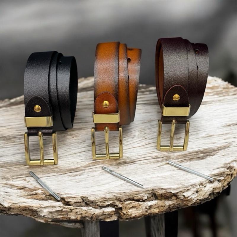 Thắt lưng da bò nguyên tấm đầu khoá đồng đúc (dây rộng 3,8cm dài 120cm) thắt lưng boy phố lv duyanh leather