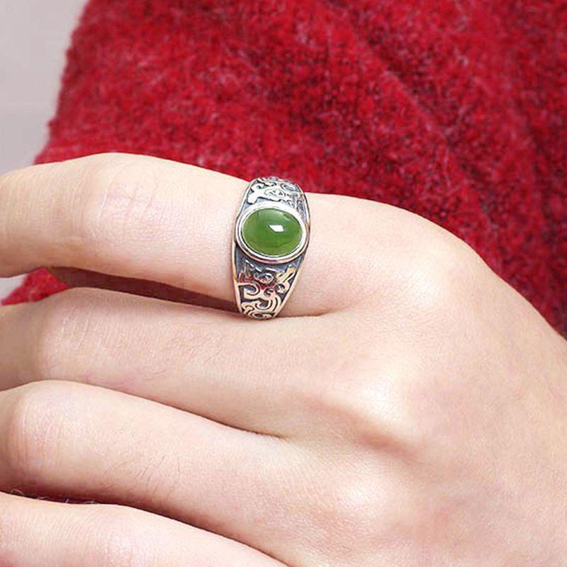 Nhẫn Tay Màu Xanh Lá Cây Cổ Điển Thời Trang, Bông Tai dễ phối đồ Thiết Kế Cá Tính Cho Nam 3