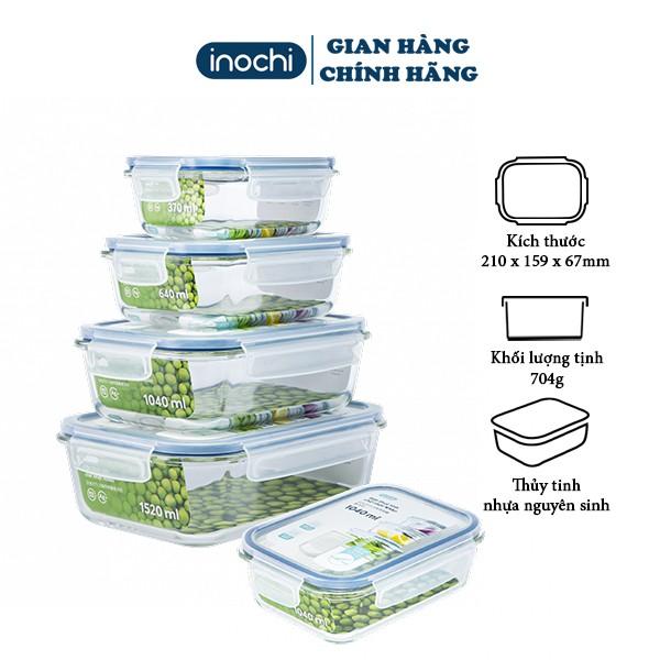 Hộp Thuỷ Tinh Đựng -Thực Phẩm Nikko INOCHI Đồ Ăn Thức Ăn Trong Ngăn Đá Tủ Lạnh Bảo Quản Thực Phẩm Tươi