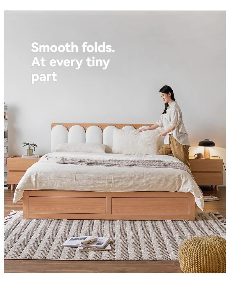 Product Introduction of [Pre Order] Pocket furniture, wooden wood, high air pressure box, storage bed, small-sized master bedroom, double bed, piano key, soft backrest box bed 20