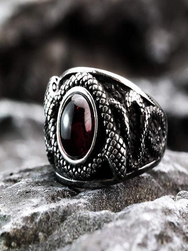 Snake Design Stainless Steel Ring, Fashion Jewelry for Party, Daily Clothing Decor, Trendy All-match & Exquisite Jewelry for Birthday Gift 4