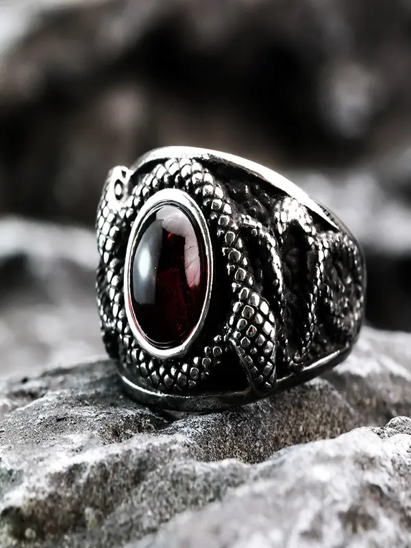 Snake Design Stainless Steel Ring, Fashion Jewelry for Party, Daily Clothing Decor, Trendy All-match & Exquisite Jewelry for Birthday Gift 4