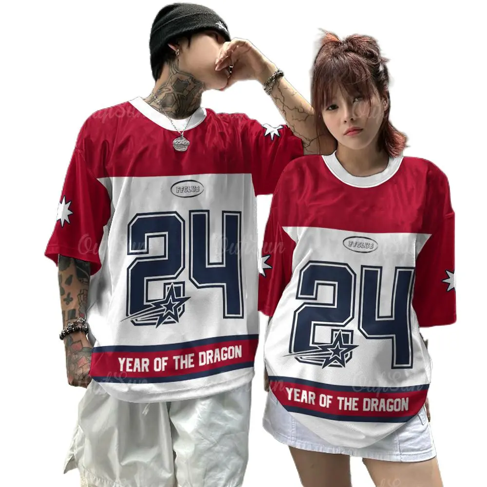 2025 Summer New T-Shirts For Men 3d Patchwork Color Print Digit Graphics Summer Short Sleeves Tops Tshirts Daily Casual Male Clothing (XS-5XL)  Comfortable and breathable No.24 couple's jersey