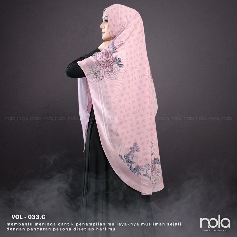 Product Introduction of NOLA- Khimar printing vol 33 hijab ceruty instant 2 layer Santai Ceruti Layer Panjang Soft Syari Muslim Kerudung Hitam 1