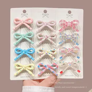Jepit Rambut pita isi 4-6pcs hair clip Ribbon dot Korean Style Aesthetic