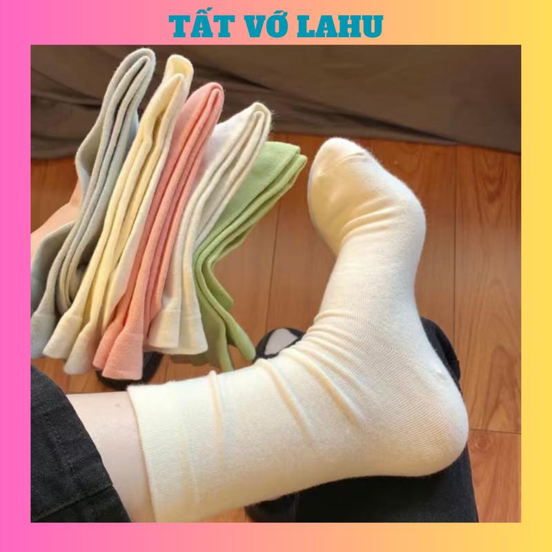 Tất Trơn Cao Cổ Nam Nữ Phong Cách Hàn Quốc - Cotton - 4 Mùa - M01 - Màu Trắng, Xanh, Hồng, Đen  [Tất Lahu] Menswear