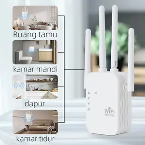 Repeater WiFi 1200Mbps Dual Band 2.4G+5GHz Penguat Sinyal Internet Tinggi /6/4 Antena Extender Jaringan Wireless Long Range Dukungan Mode AP Repeater Mudah Dipasang untuk Rumah Kantor
