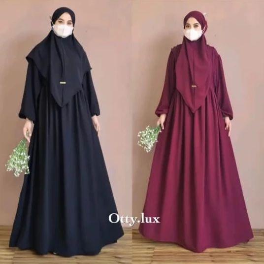 Al Zirah Syari Set Khimar / Gamis Syari CRINKLE AIRFLOW / Baju Gamis Plus Khimar Size M L XL / Gamis Crinkle Syari Jumbo Busui / High Muslim 1