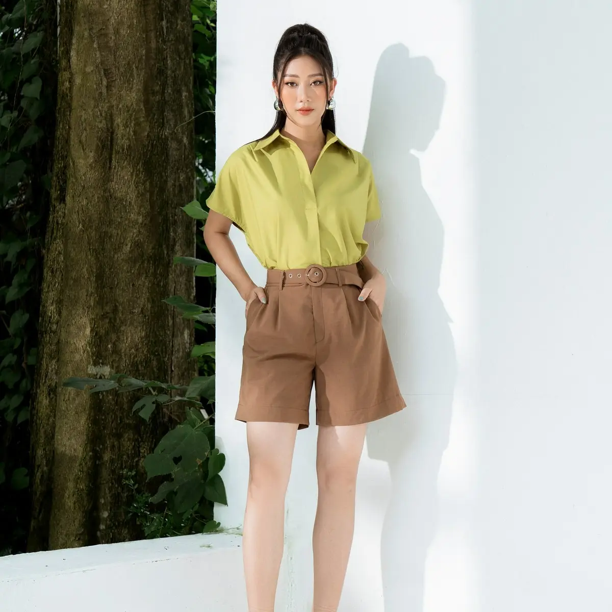 Quần short nữ thiết kế ống rộng có ly kèm dây dai tháo rời HeraDG SQSBB2014