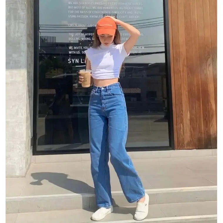 Celana Highwaist Wanita Loose - Celana Jeans Wanita Highwaist Loose Hangover