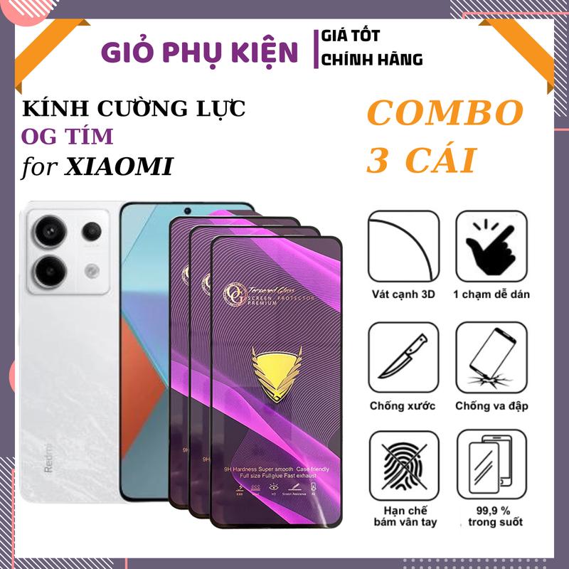 [XIAOMI] [COMBO 3 CÁI] [KÍNH OG TÍM TRONG SUỐT VIỀN ĐEN] Kính cường lực Note 12 Turbo 11T 12T 13T Note 11 Note 12 Note 13 Turbo 3 Mi 11 Lite Mi 13 Mi 14 Mi 15 Poco F5 Note 14 4G Redmi 12 Redmi 13
